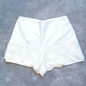 White Lace High Waist Shorts